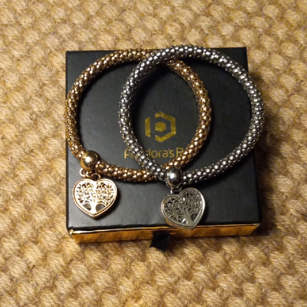 Pandora Gold and Silver Heart Charm Bracelets